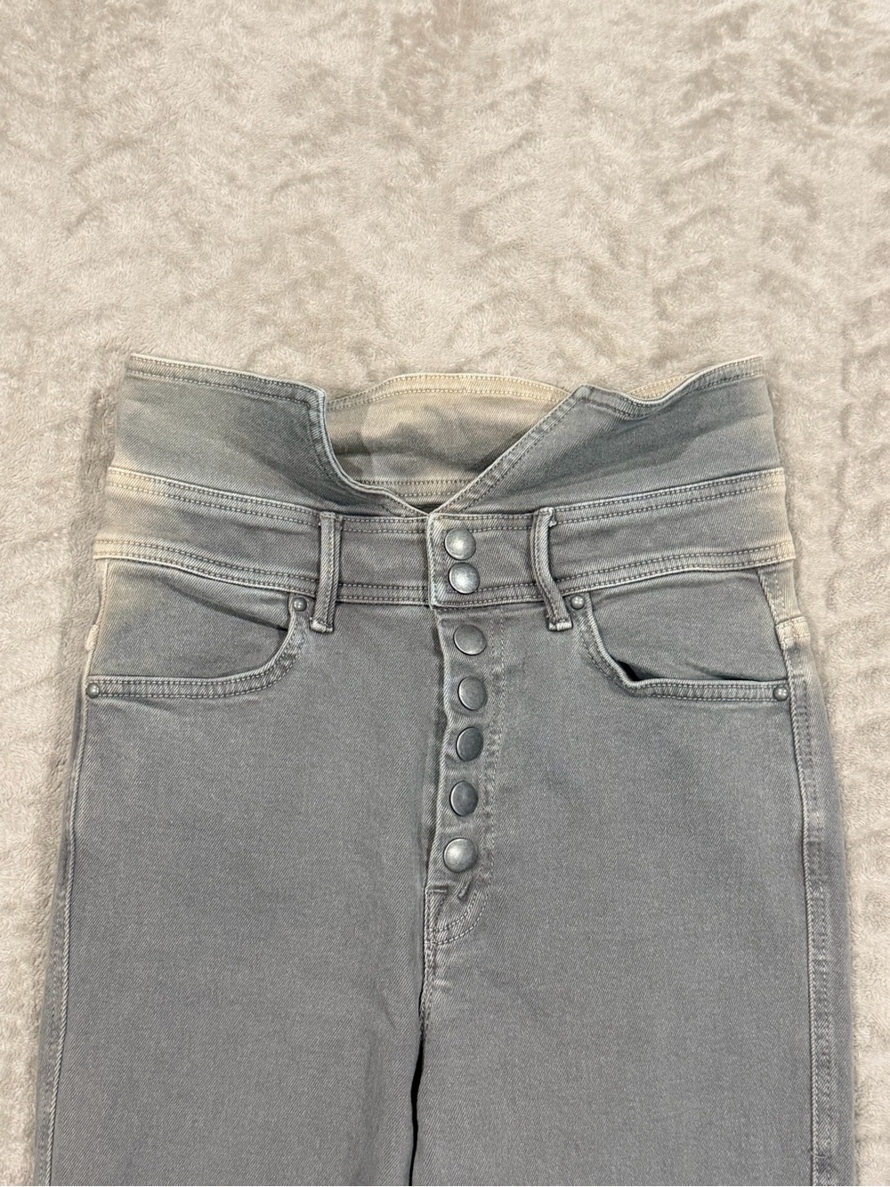 MOTHER The Swooner Exposed Snap Ankle Charcoal Gray Jeans 28 High Waist Grunge - Picture 6 of 10
